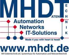 Logo mit Text: "MHDT - Automation, Networks, IT-Solutions". Website: www.mhdt.de.