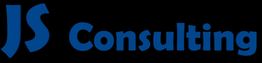 Blauer Text "JS Consulting" auf schwarzem Hintergrund.