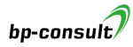 Logo von bp-consult mit grünem Bogen rechts oben.