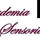 "Logo con testo 'Accademia Sensoriale' in corsivo bordeaux su sfondo bianco e nero."