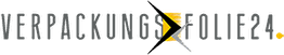 Logo von Verpackungsfolie24 mit stilisiertem Foliensymbol im Schriftzug.