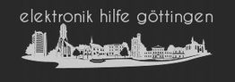 Schattenriss von Göttingen unter dem Schriftzug "elektronik hilfe göttingen".