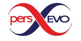 Unendlichkeitssymbol in Rot und Blau mit Text: "pers" links und "EVO" rechts.