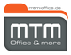 Logo mit Text "mtm-office.de" und "MTM Office & more" vor grauem Hintergrund.