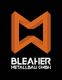 Orange Logo der Bleaher Metallbau GmbH auf schwarzem Hintergrund.