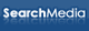 Logo mit Text "SearchMedia" auf blauem Hintergrund.