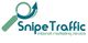 Logo for Snipe Traffic, internet marketing service, with magnifying glass and arrow design.