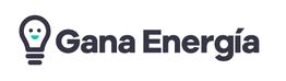 Logotipo de Gana Energía con bombilla sonriente a la izquierda y texto a la derecha.