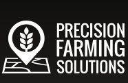 Logo with a map pin featuring a leaf, next to the text "Precision Farming Solutions."