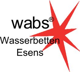 Logo mit rotem Stern, Text: "wabs® Wasserbetten Esens".