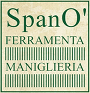 Logo con testo "SpanO' Ferramenta Maniglieria", scritte verdi su sfondo chiaro con righe verticali.