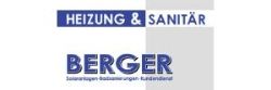 Logo von Heizung & Sanitär Berger, Text in blauen Buchstaben auf weißem Hintergrund.