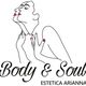 Profilo di donna stilizzato con testo "Body & Soul, Estetica Arianna" sotto di essa.