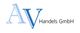 Logo mit blauen Buchstaben "AV" und Text "Handels GmbH" in Schwarz.