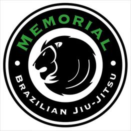 Logo of Memorial Brazilian Jiu-Jitsu featuring a stylized lion head in black and white circle.