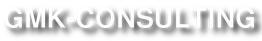 Weißer Text "GMK-CONSULTING" auf schwarzem Hintergrund.