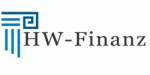 Logo von HW-Finanz mit einem blauen griechischen Säulenmotiv.