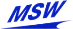 Blaues MSW-Logo mit geschwungener Linie darunter.