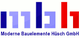 Logo der Moderne Bauelemente Hüsch GmbH mit stilisierten blauen und roten Buchstaben.