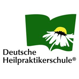 Logo der Deutschen Heilpraktikerschule mit weißer Blume auf grünem Hintergrund.