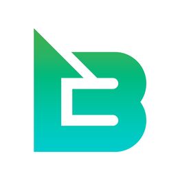 Green gradient logo resembling a stylized letter "b" with angular cutouts, on a white background.