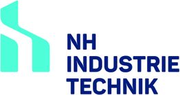 Logo von NH Industrie Technik mit stilisiertem Symbol in Türkis und blauem Text.
