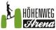 Ein Logo mit einem Kletterer und dem Text "Höhenweg Arena" in Schwarz und Grün.