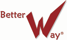 Logo mit rotem Schriftzug "Better Way" und einem großen stilisierten "W".