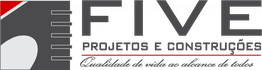 Logotipo da Five Projetos e Construções com texto sobre qualidade de vida em obras de valor.