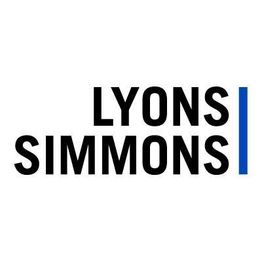 Text says "Lyons Simmons" with a vertical blue line on the right.