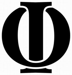 Schwarzes Omega-Zeichen auf weißem Hintergrund.