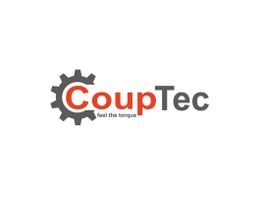 Logo mit Zahnrad, Text "CoupTec" in Rot und Grau, Slogan "feel the torque".