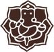 Stilisiertes Ganesha-Symbol in Braun, umrahmt von einer Lotusblume.