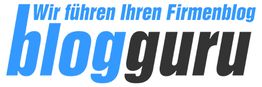 Text: "Wir führen Ihren Firmenblog blogguru" in blau und schwarz.