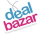Schriftzug "deal bazar" in blauen und pinken Buchstaben mit einem Papieretikett.