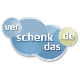 Logo mit den Wörtern "verschenkdas.de" in blauen und grünen Kreisen auf weißem Hintergrund.