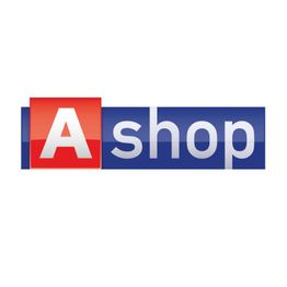 Rotes und blaues Logo mit dem Buchstaben "A" und dem Wort "shop".