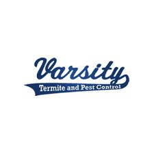 Logo: "Varsity Termite and Pest Control" in blue script on a white background.