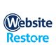 Logo with the text "Website Restore" in dark blue and light blue, circle around "W".