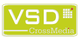 Logo mit der Aufschrift "VSD CrossMedia" auf grünem Hintergrund.