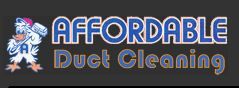 Logo for Affordable Duct Cleaning featuring a cartoon bird with a brush.
