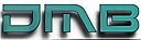 Logo com as letras "DMB" em estilo futurista e cor verde-azulada.