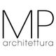 Logo con lettere "MP" sopra la scritta "architettura" su sfondo bianco.