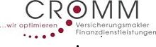 Logo von CROMM, Versicherungsmakler und Finanzdienstleistungen mit dem Slogan „...wir optimieren“.