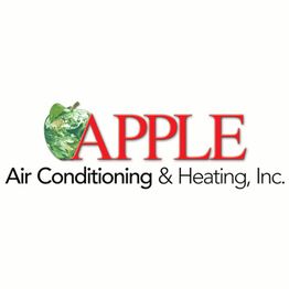 Logo of Apple Air Conditioning & Heating, Inc. with an apple graphic and company name in bold.