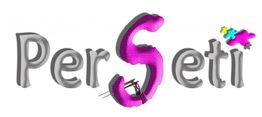 Texto "PerSeti" en gris y rosa con puzle pequeño y aguja negra sobre la letra "S".