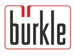 Burkle-Logo mit schwarzen Buchstaben, rotem Rahmen und abgerundeten Ecken.