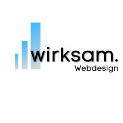 „Wirksam Webdesign“-Logo mit blauen Balkendiagrammen.