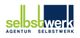Logo der Agentur Selbstwerk mit grünem und blauem Schriftzug 'Selbstwerk'.