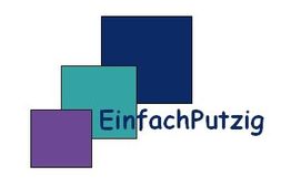 Drei bunte Quadrate mit dem Text "EinfachPutzig" darüber.